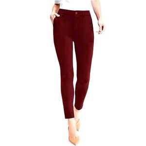 Women’s Stretchy Skinny Leg Dress Pants, Burgundy, Long, (33” inseam), Sz XXS